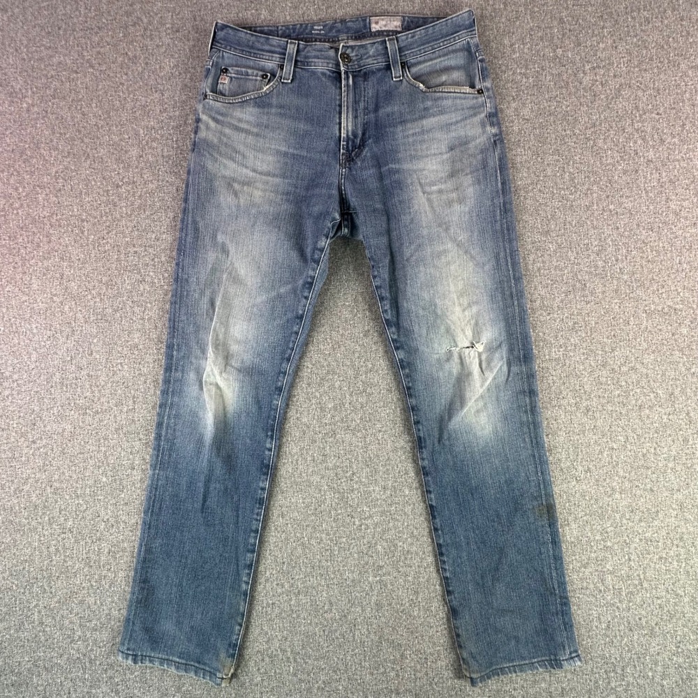 AG Adriano Goldschmied Jeans Mens 32 Tellis Modern Slim Blue Distressed 32x32